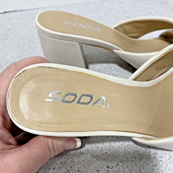 Soda high heel slide sandals slip on shoes creamy white crossover dressy casual - Picture 6 of 9